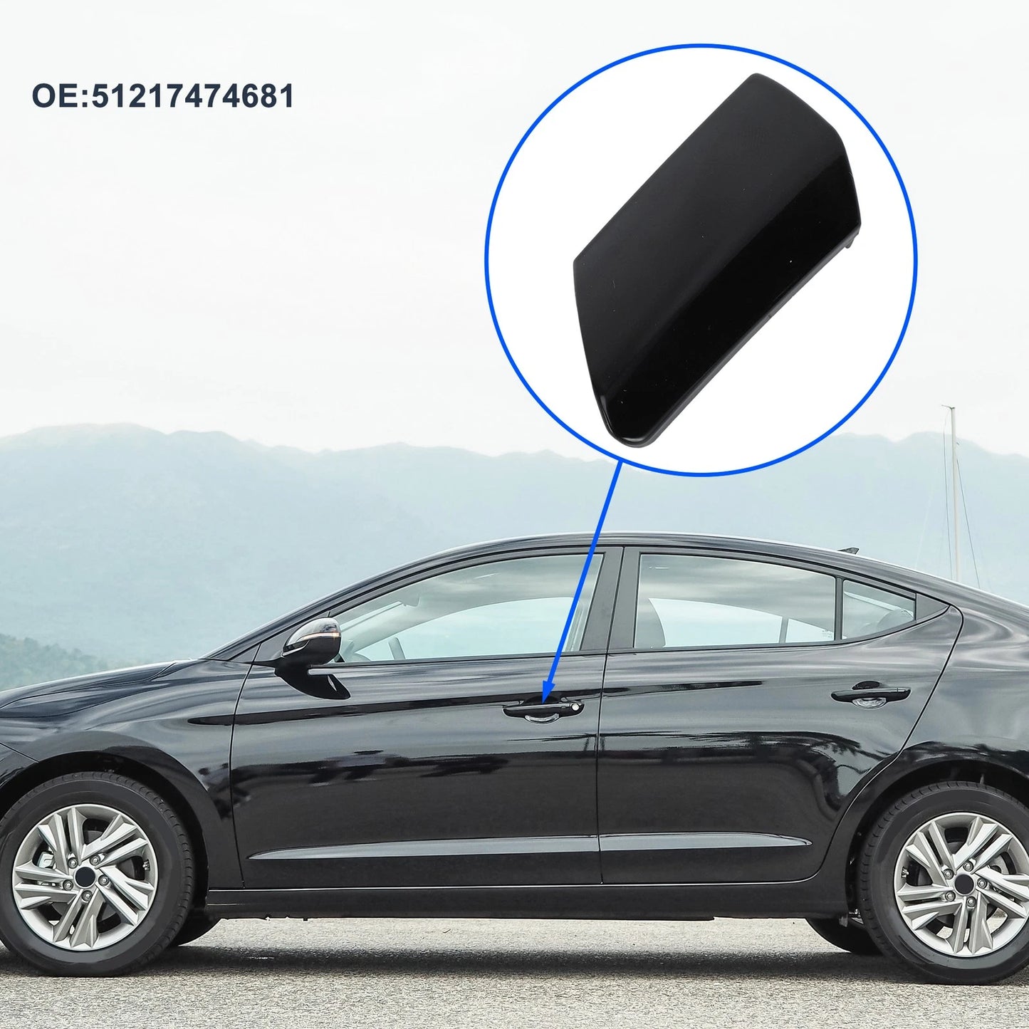 Front Left Door Knob Cover for BMW 7-Series G11 G12 (2017–2022) No. 51217474681 Black