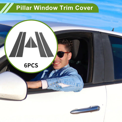 6 Pcs Door Pillar Window Trim for Chevy Impala (2000-2005) Carbon Fiber Black