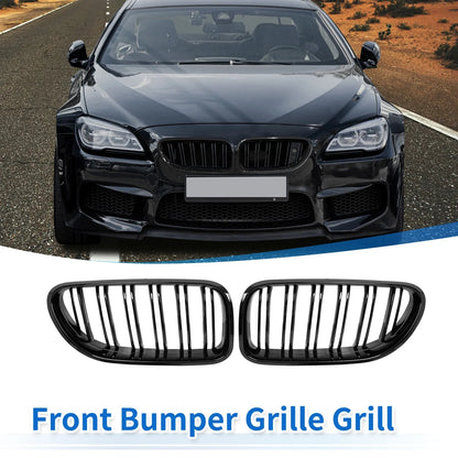 Pair Hood Kidney Grill Front Grille Cover for BMW F06 Black (2012-2018)