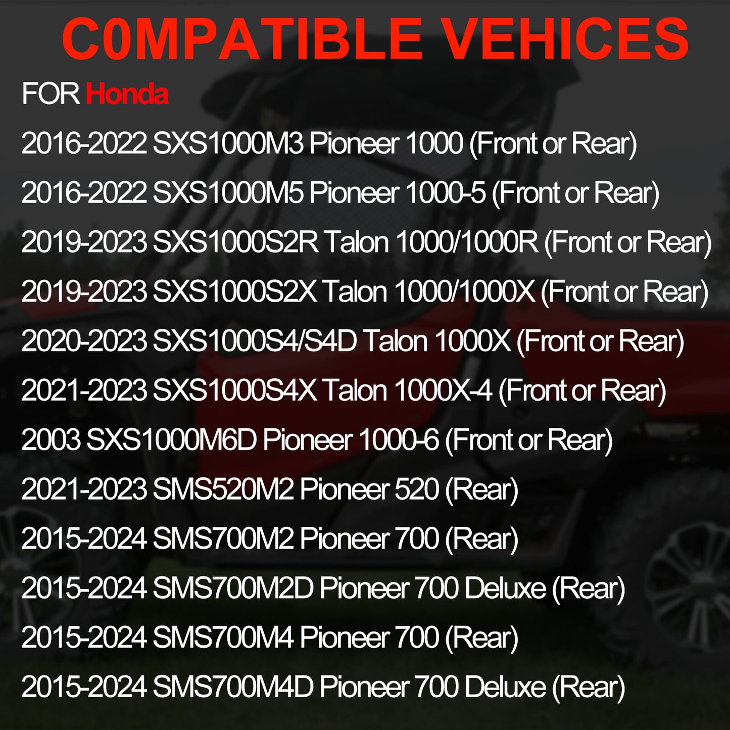 Front & Rear Wheel Bearings for Honda Talon 1000 (2019–2023)