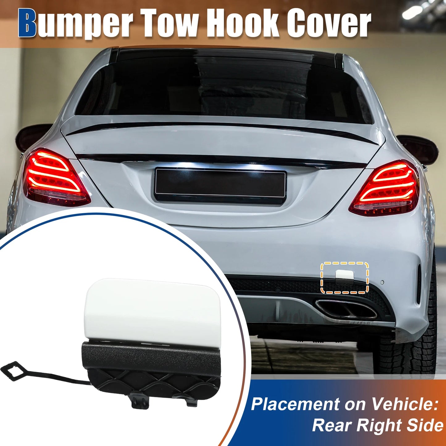 Tow Hook Cover for Mercedes-Benz C-Class (2015–2021) No.A2058850256 White