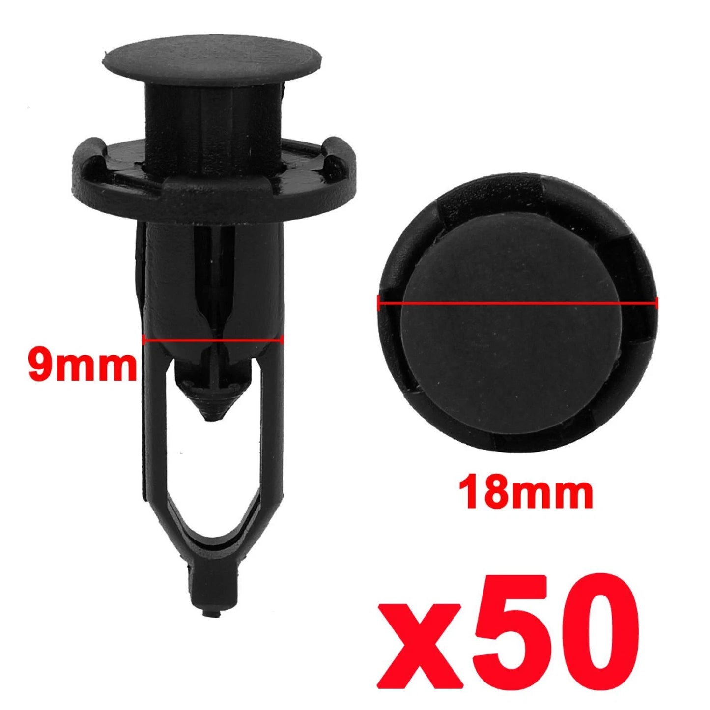 50 Pcs 9mm Plastic Rivets Retainer Clips for Toyota (Various Models)