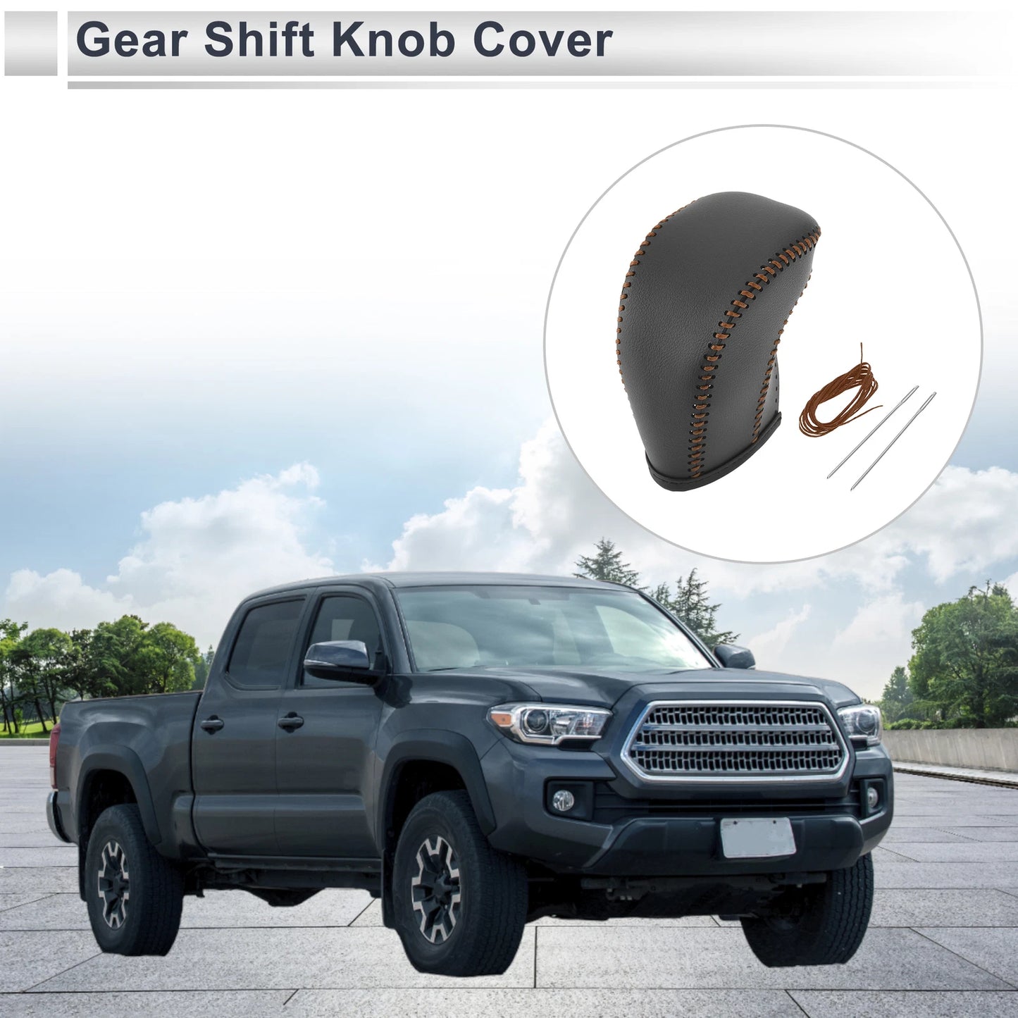 1 Pc Gear Shift Knob Cover for Toyota Tacoma (2016–2022) Black Brown