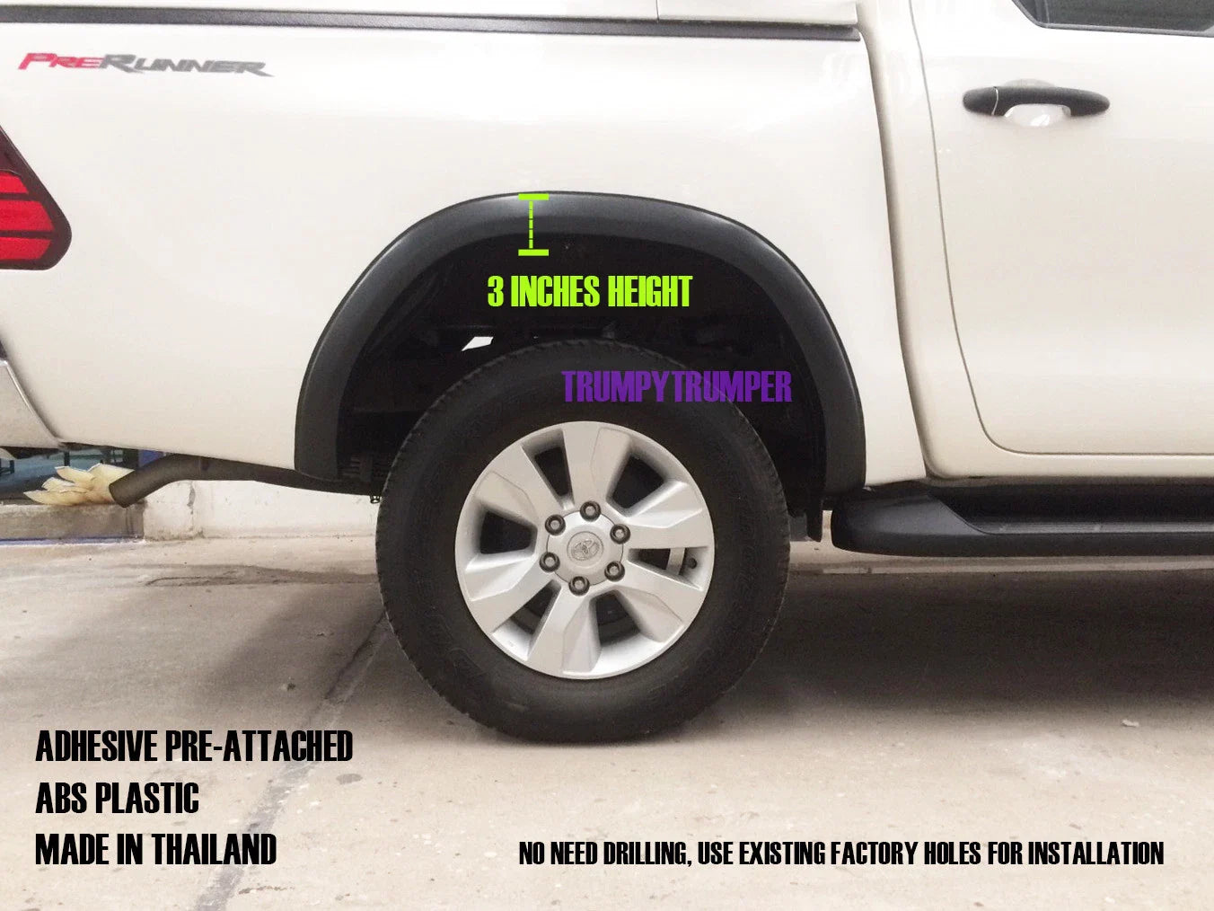3" Slim Fender Flares for Toyota Hilux Widebody SR SR5 Workmate (2018-2020)