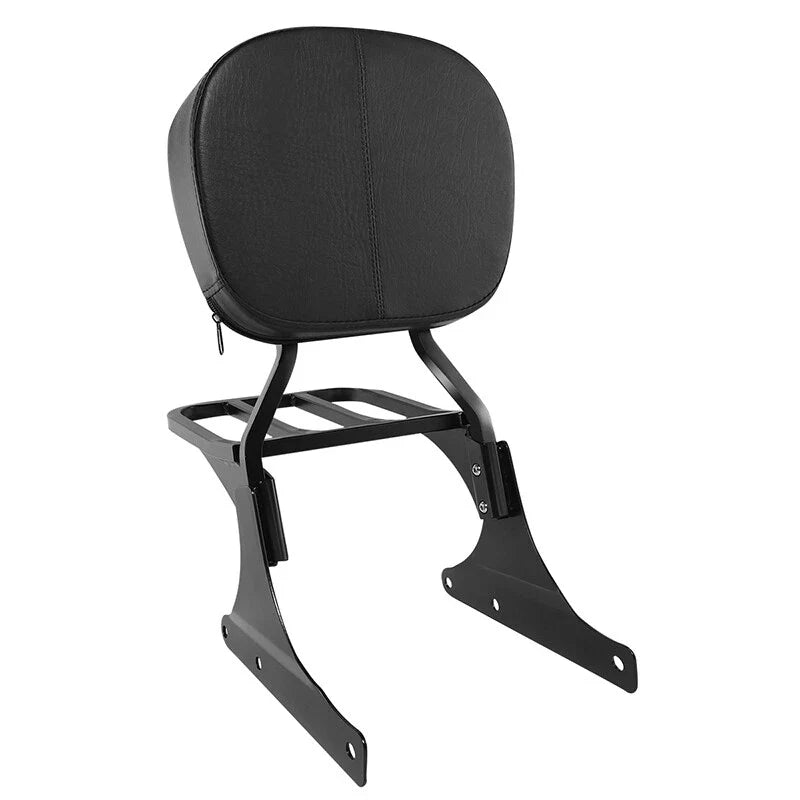 Chrome/Black Sissy Bar Backrest Luggage Rack for Harley Softail (1984-2005)