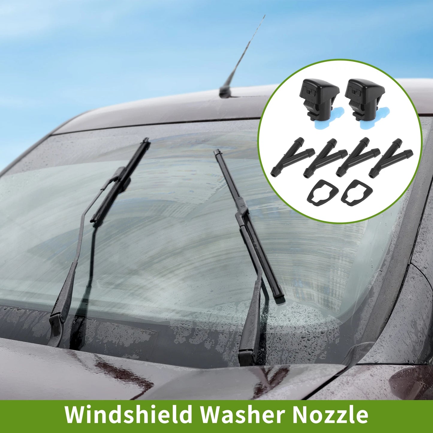Set of 1 Windshield Washer Nozzle with Hose Connector for Jeep (No.68260443AA)