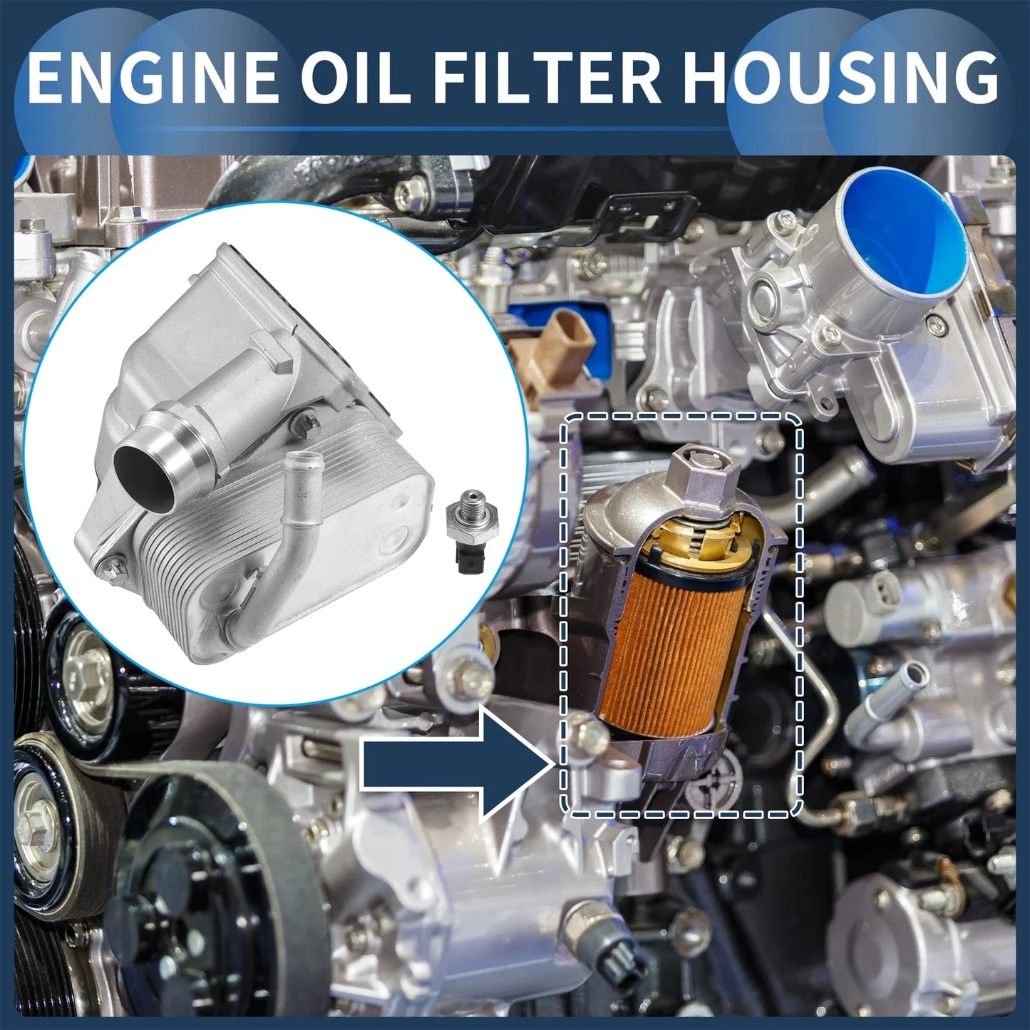 1 Set Engine Oil Cooler Filter Housing with Sensors for BMW 128i