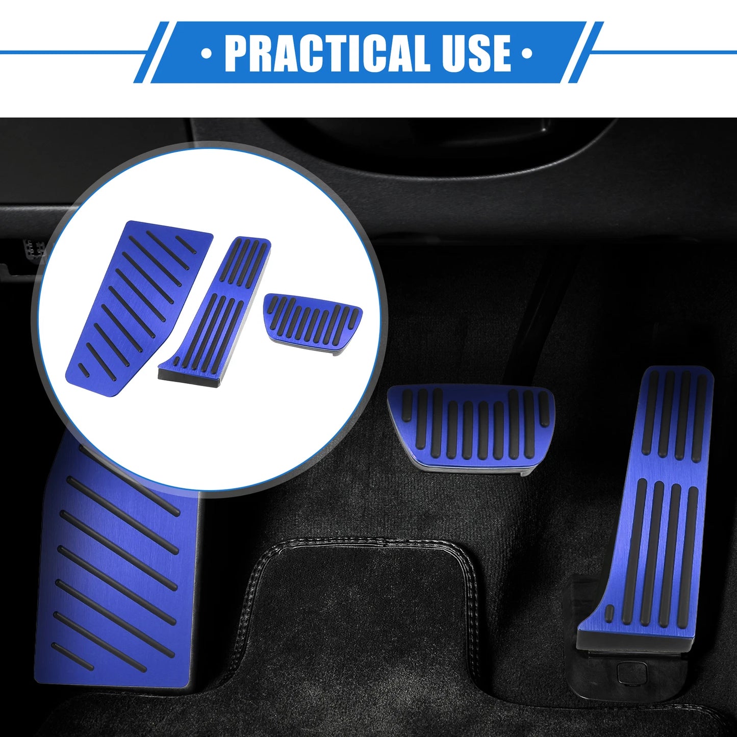 3pcs Gas Accelerator Brake Foot Rest Pedal for Toyota RAV4 (2019–2021) Blue