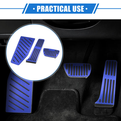 3pcs Gas Accelerator Brake Foot Rest Pedal for Toyota RAV4 (2019–2021) Blue