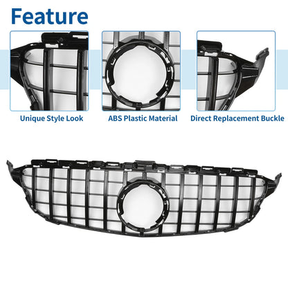 Front Upper Bumper Grille for Mercedes-Benz C250 (2013–2016) Black