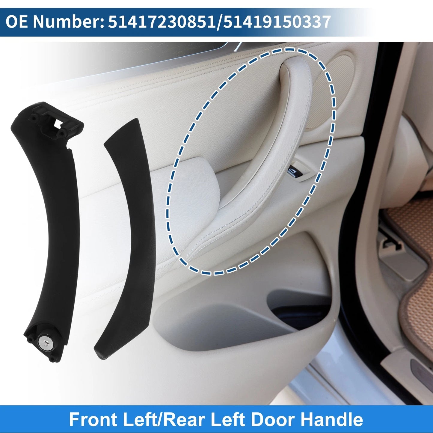 Inner Door Panel Handle for BMW 3 Series E90 E91 (2004–2012) No. 51417230851 Black