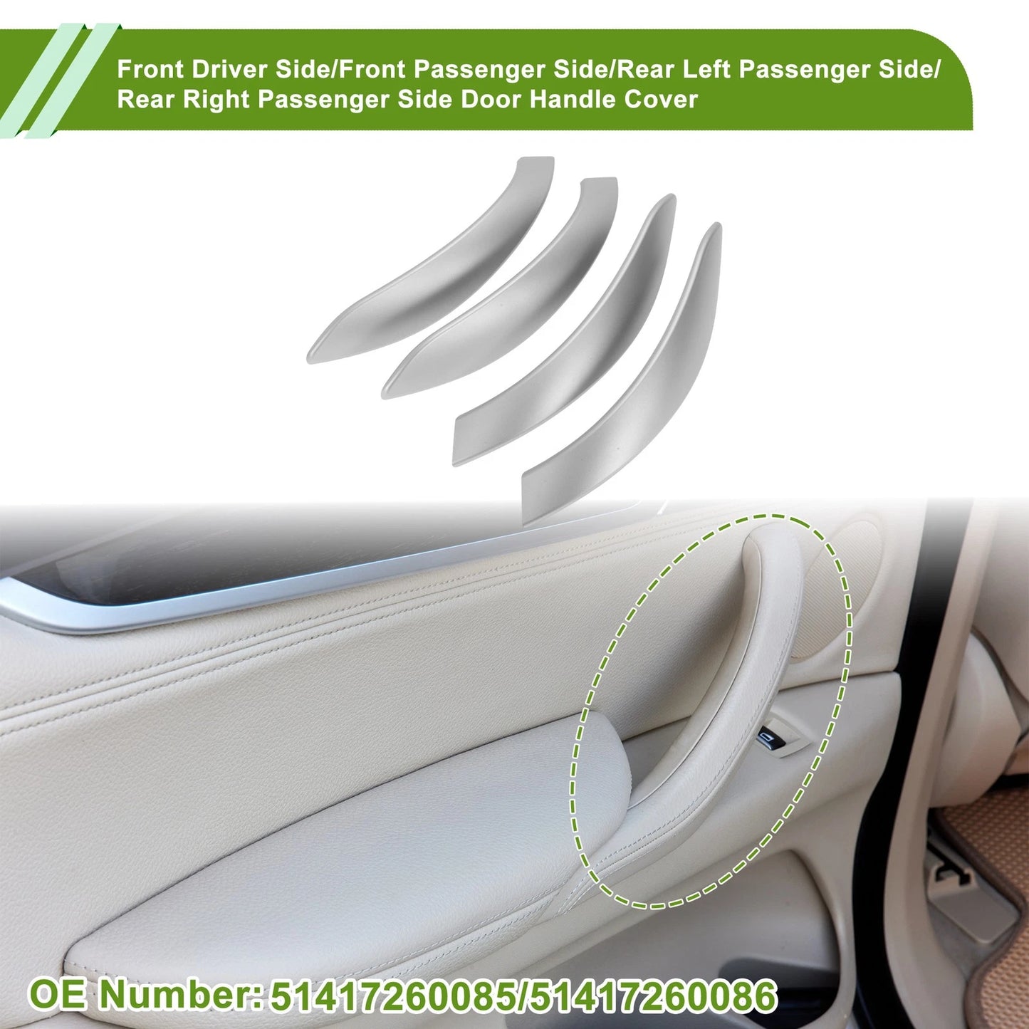 Door Panel Handle Pull Trim Cover for BMW 3 Series F30 (2013–2018) No. 51417260085