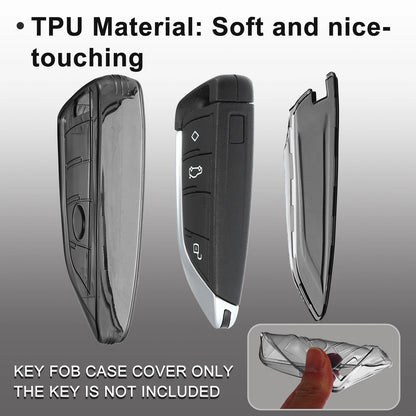 TPU Key Fob Remote Control Cover for BMW 1 2 3 5 6 Series (Translucent Black)
