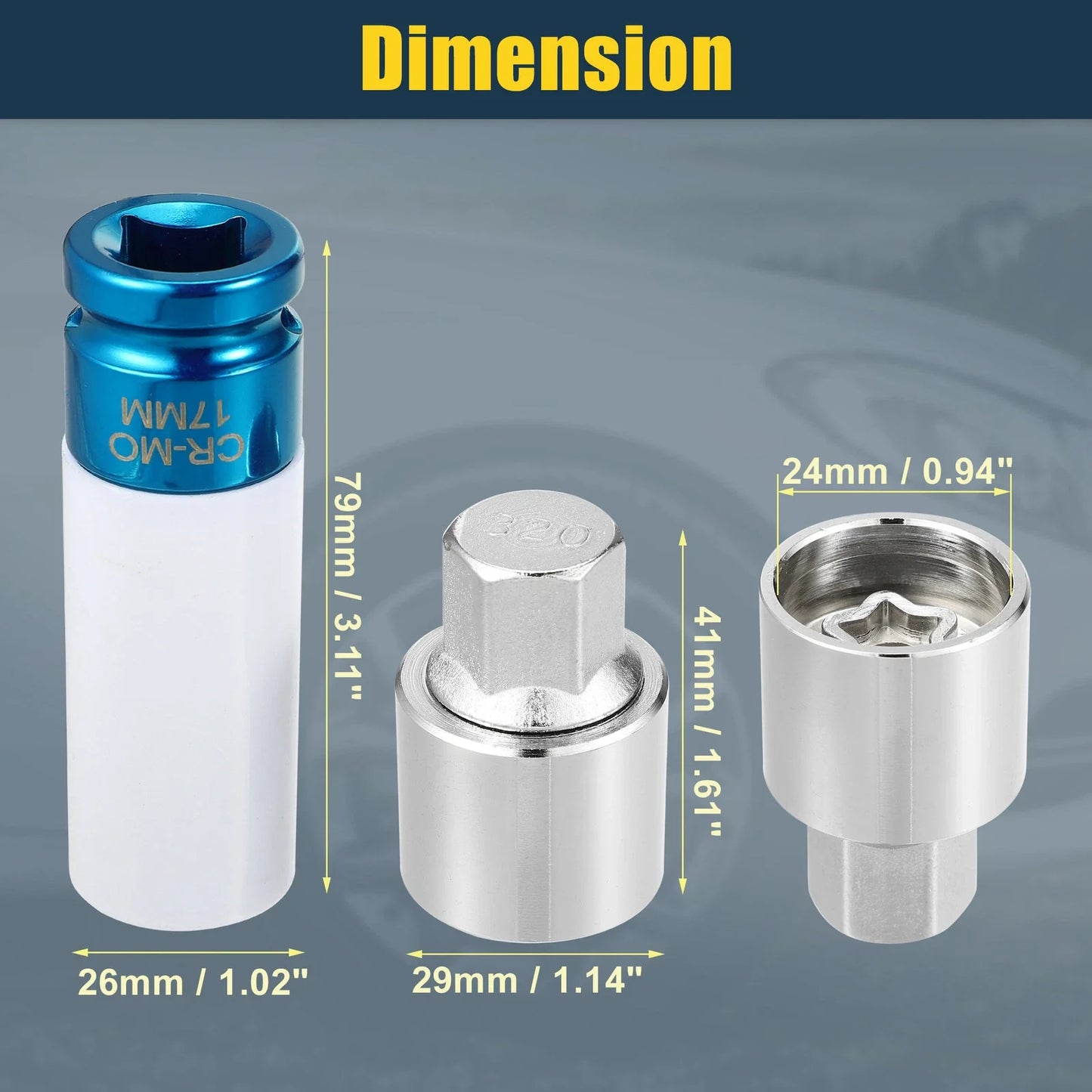 320 Wheel Lock Lug Nut Set with Protector Socket for Mercedes Benz