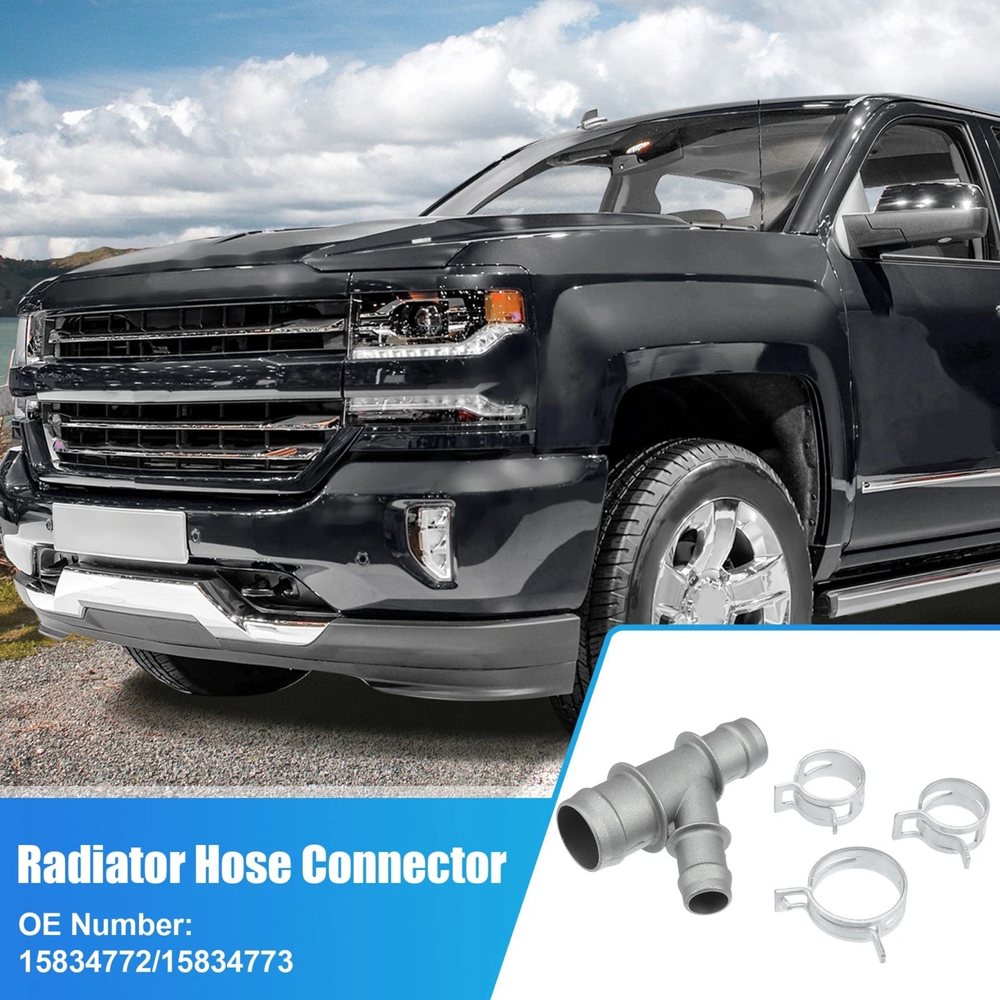 Set of 2 Radiator Hose Connectors for GMC Sierra 1500 (2005–2013) No.15834772/15834773