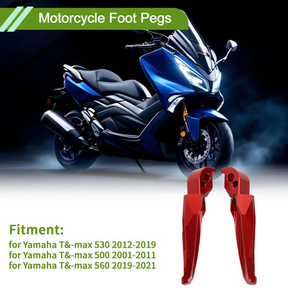 Set of 2 Motorcycle Foot Pegs for Yamaha T-Max 530 (2012–2019) Aluminum Red