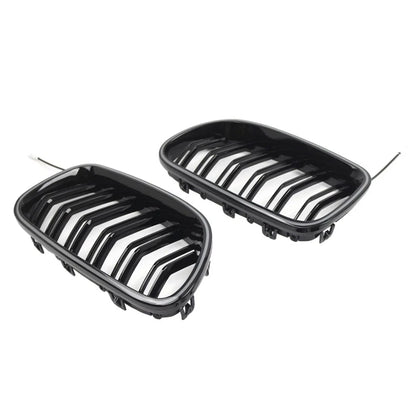 Glossy Black Front Kidney Grille with Light Strip for BMW 5-Series (2010-2016)
