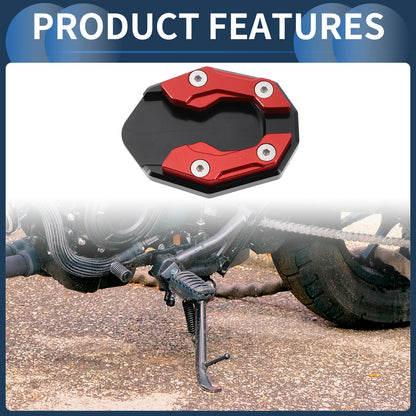 Side Stand Plate Pad for Motorcycle (1 Set) - Aluminum Alloy, Red