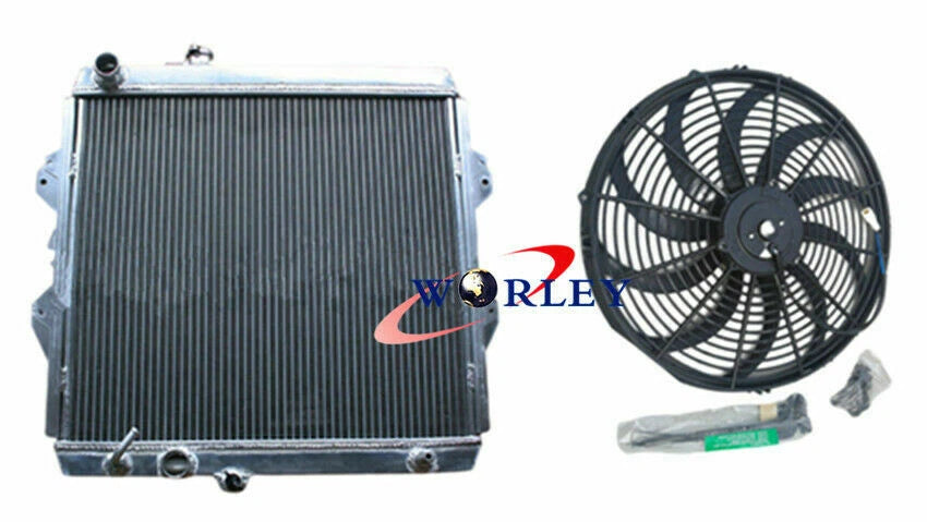 Set of 4 Aluminum Radiators with Fans for Hilux LN147 LN167 LN172 (1988–1997)