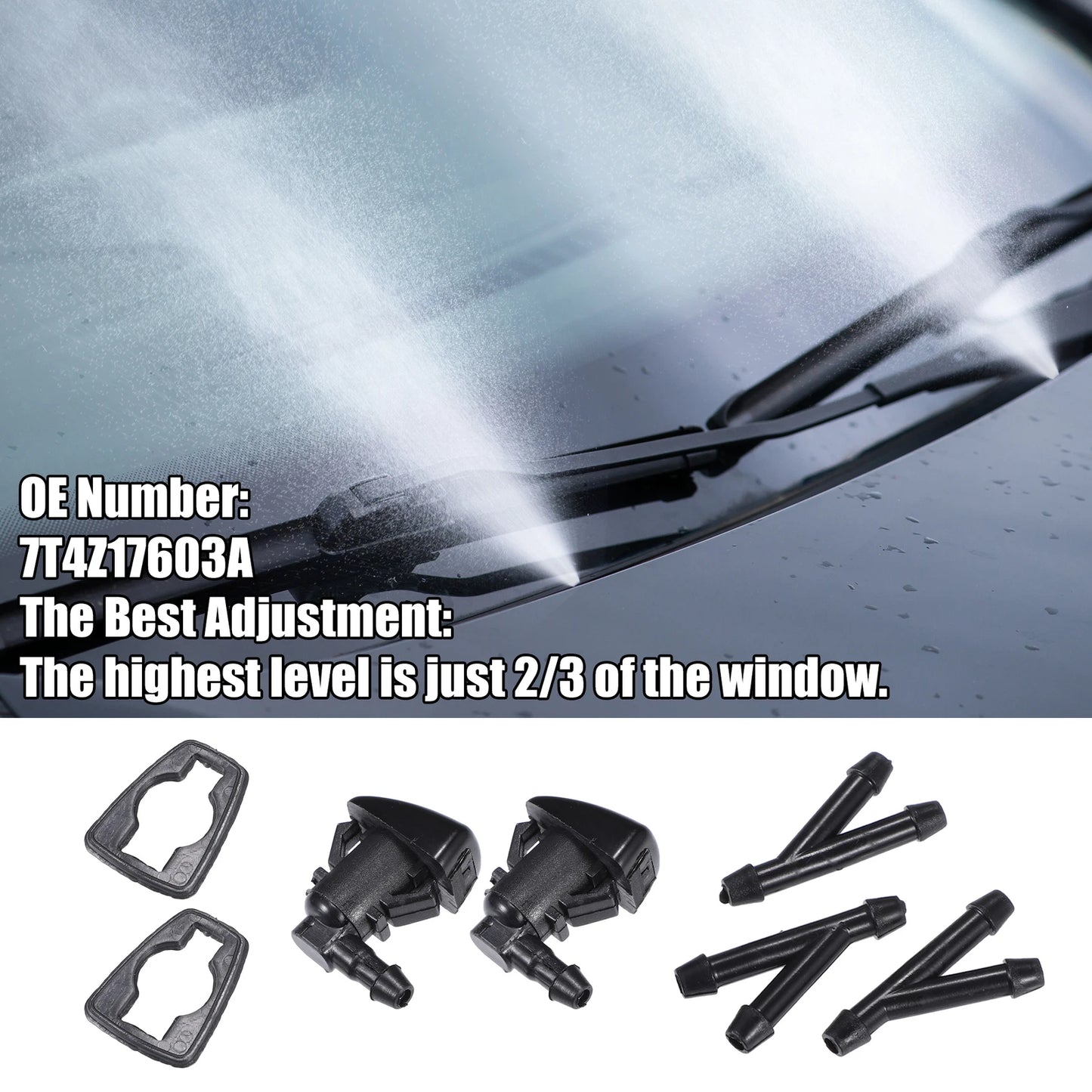 Set of 2 Windshield Washer Nozzles No.7T4Z17603A for Ford Focus (2008)