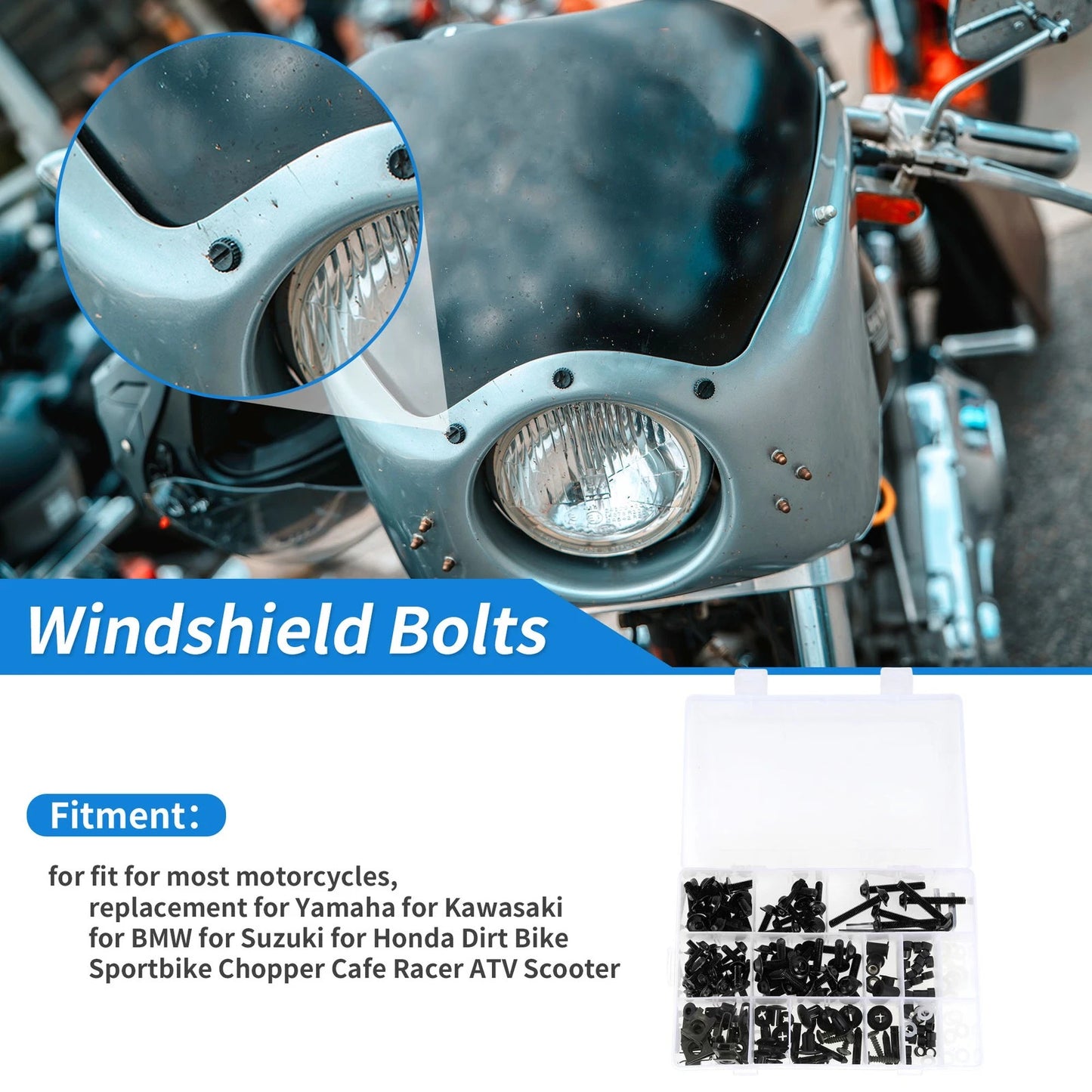 Windshield Bolts for Honda Dirt Bike (Most Models) - Aluminum Rubber Black