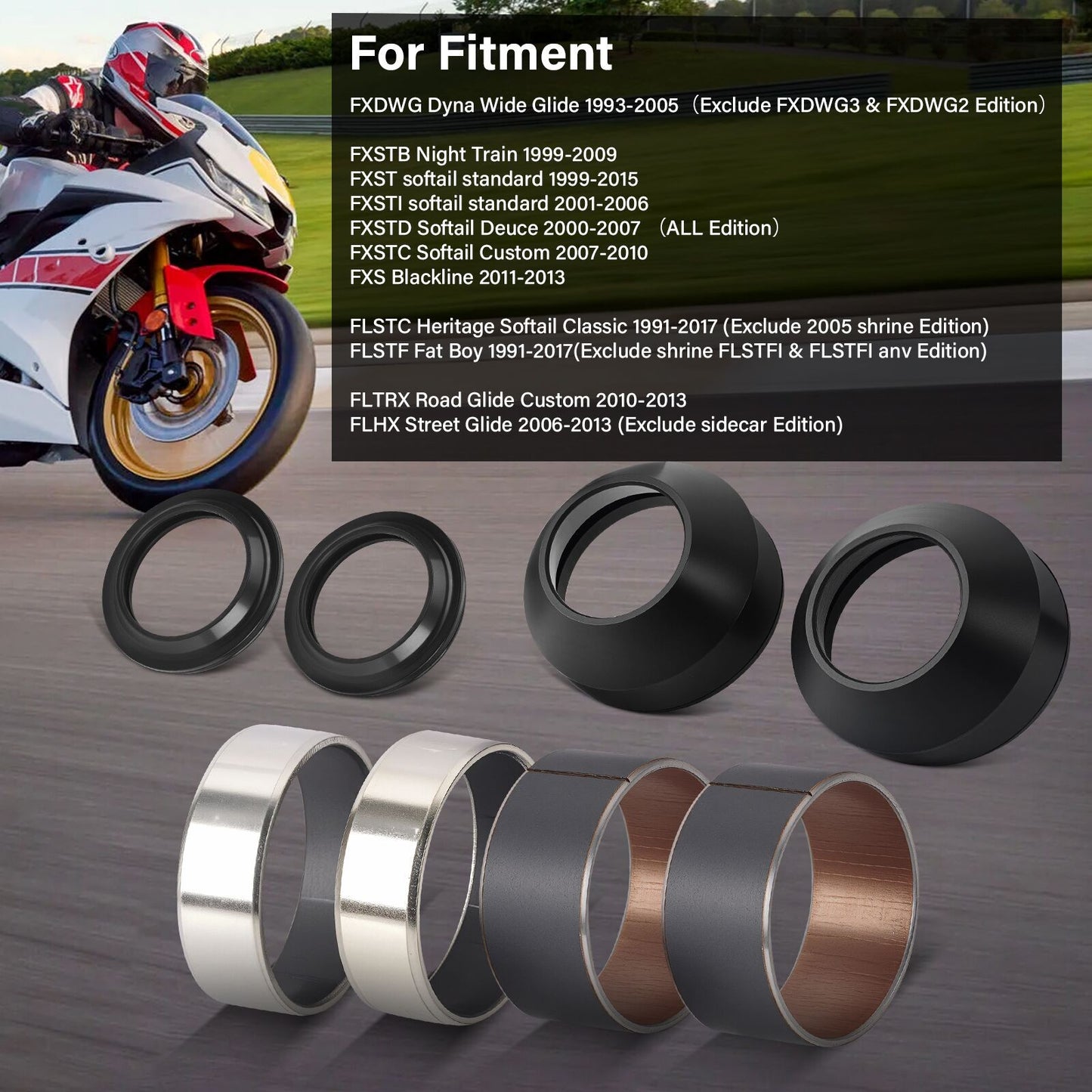 Front Fork Leg Rebuild Kit for Harley FXDWG FXS FLS FLTRX FLHX