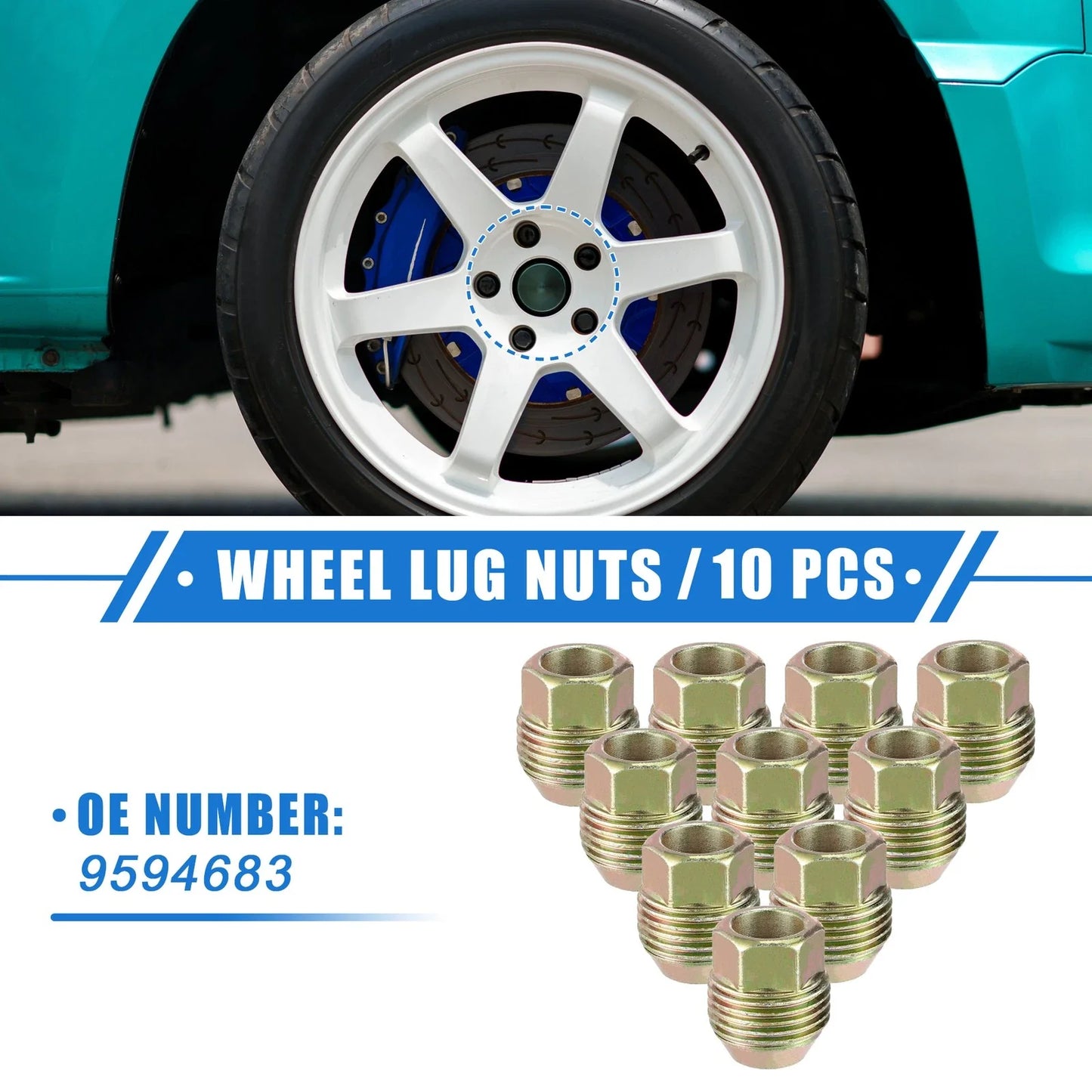 10pc M12x1.5 Wheel Lug Nuts for Chevrolet Equinox, Chrysler Sebring (2005-2017)