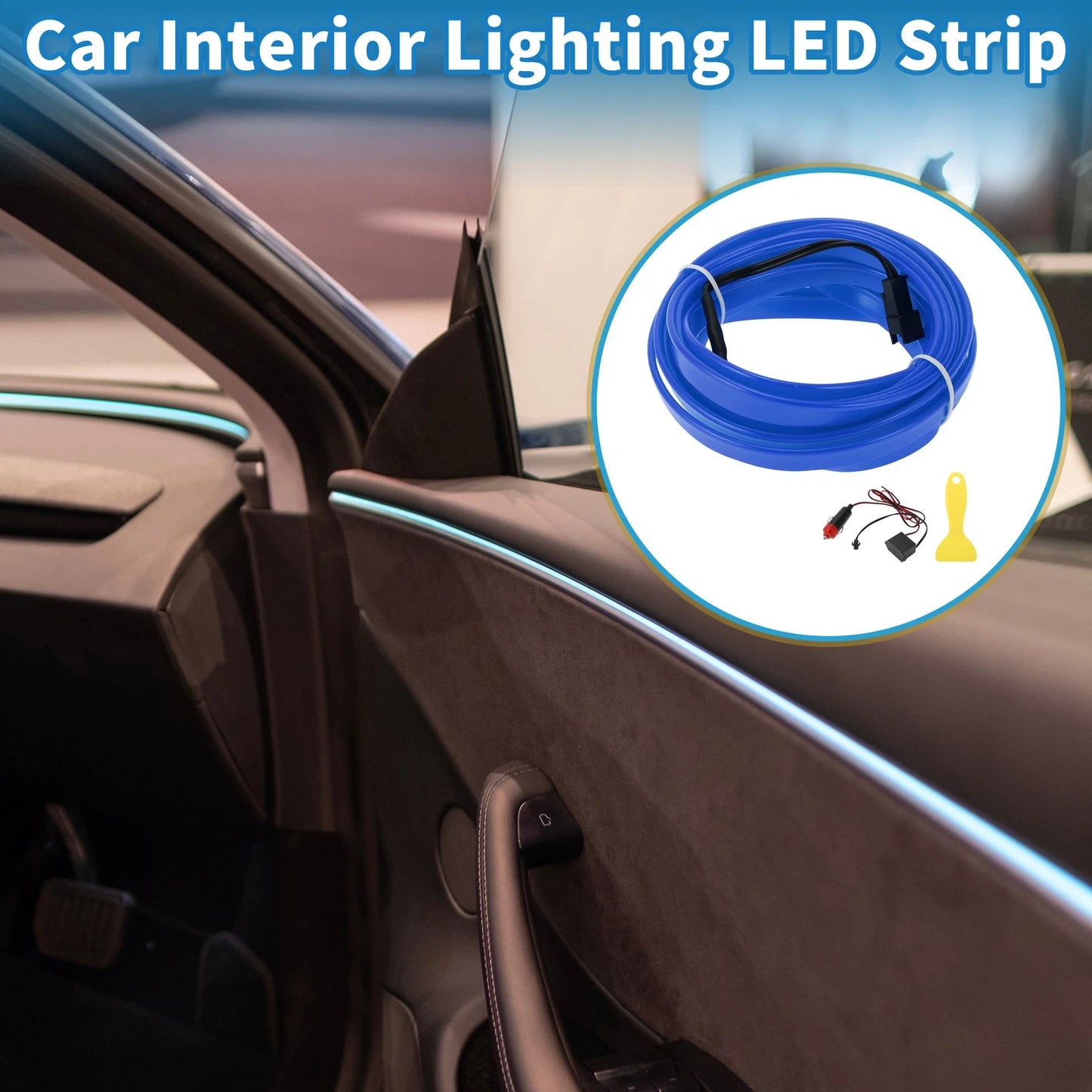 LED Strip Neon Wire Lighting for Universal Car (12V) - Blue