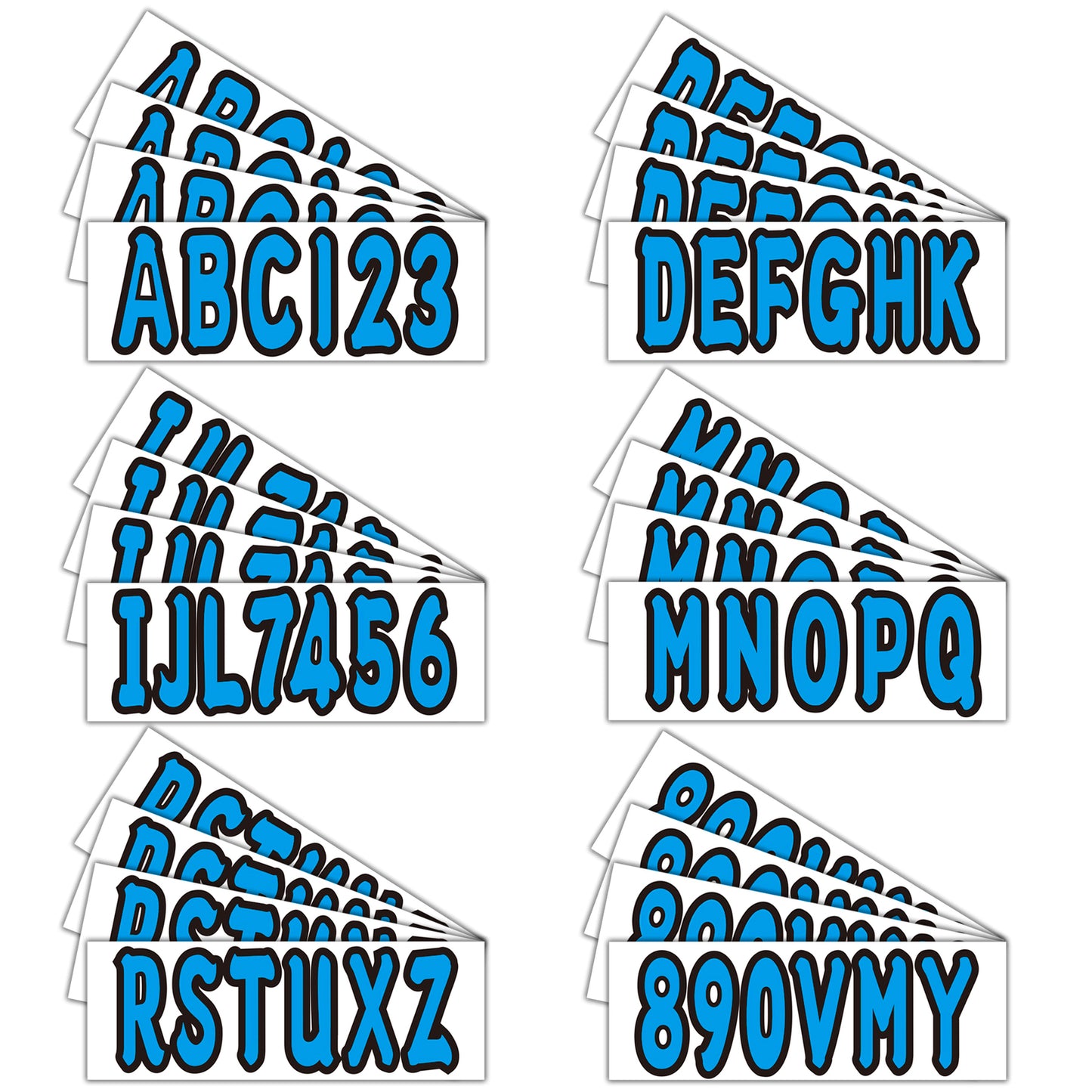 Set of 4 Custom Boat Registration Numbers Decals A-Z & 0-9 Blue