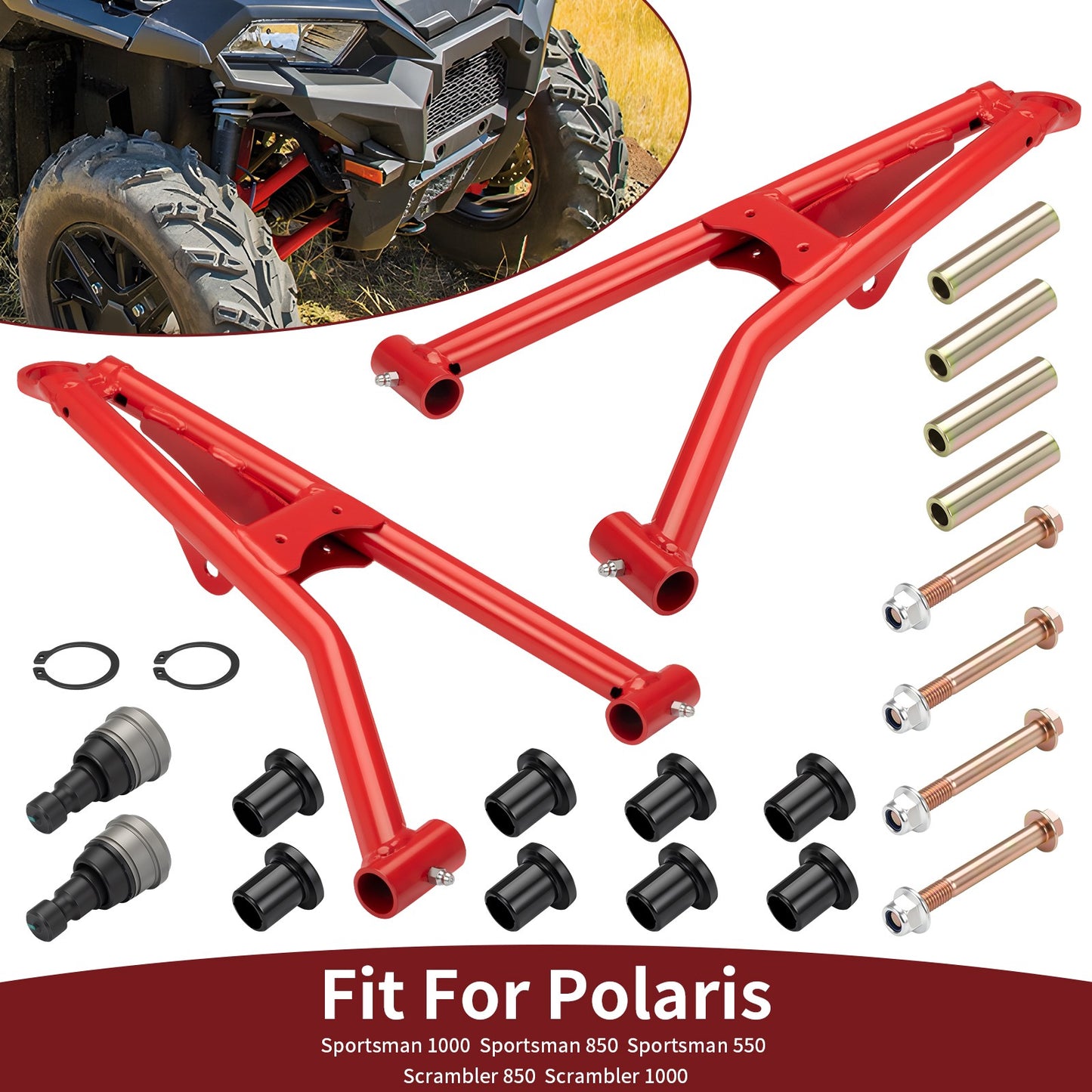 Set of 2 Front Upper A-Arms & Ball Joints for Polaris Sportsman 550 (2011–2014)