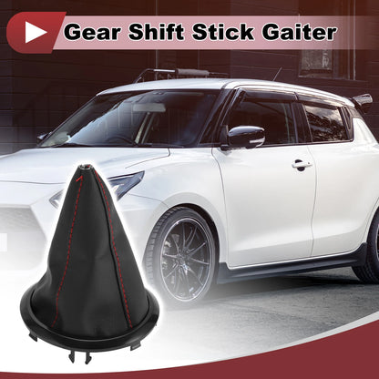 Gear Shift Stick Gaiter for Suzuki Swift (2005–2010) Black Red Faux Leather