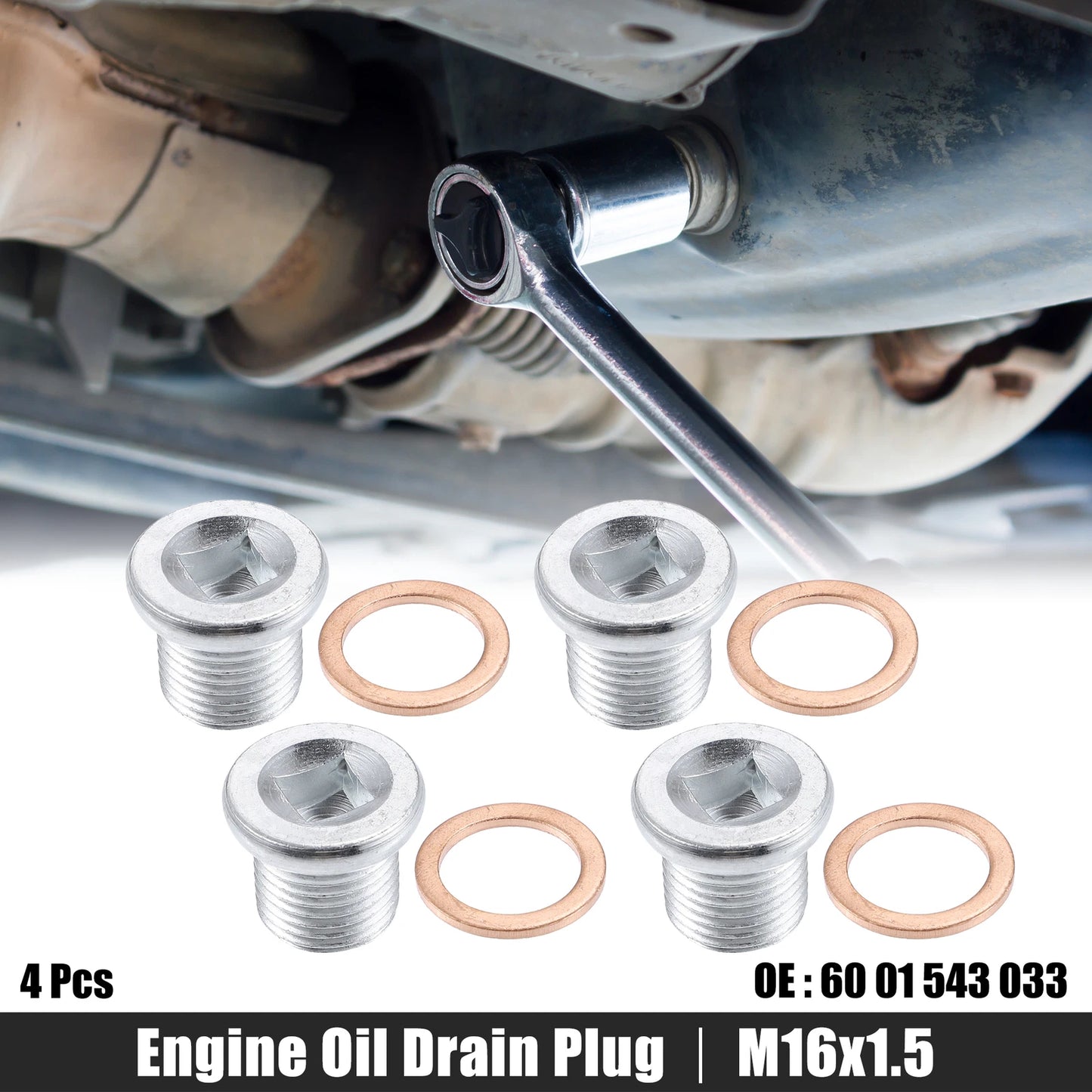 Set of 4 M16x1.5 Engine Oil Drain Plug Screws with Gasket for Nissan