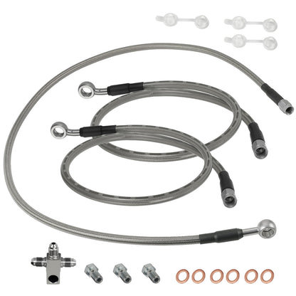 3 Stainless Steel Braided Front Brake Lines Kit for Kawasaki KFX400 (2003–2004)