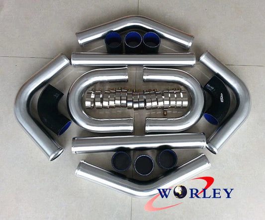 2.5" Aluminum Universal Intercooler Turbo Piping Kit + Black Hose Kits