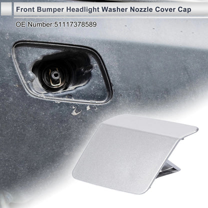 Front Left Side Bumper Headlight Washer Nozzle Cover Cap for BMW X5 Silver Tone