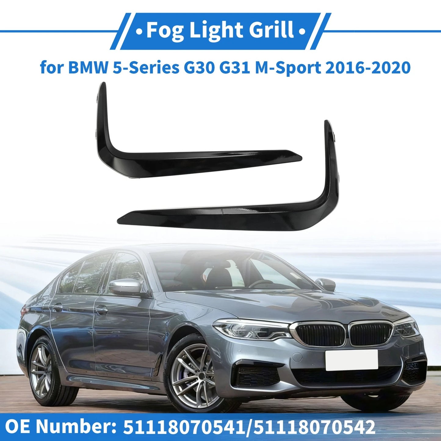 Front Bumper Fog Light Cover No. 51118070541 for BMW 5-Series