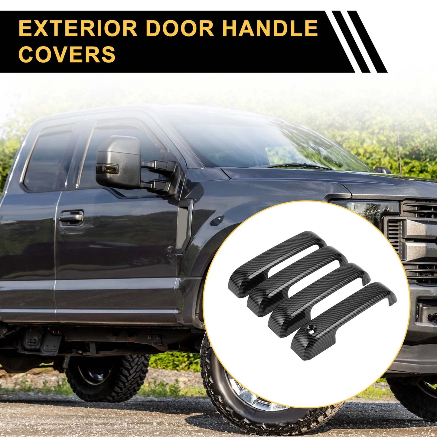 Set of 4 Car Door Handle Protectors for Ford F-150 (2015–2020) Carbon Fiber Black