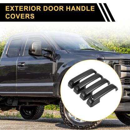 Set of 4 Car Door Handle Protectors for Ford F-150 (2015–2020) Carbon Fiber Black