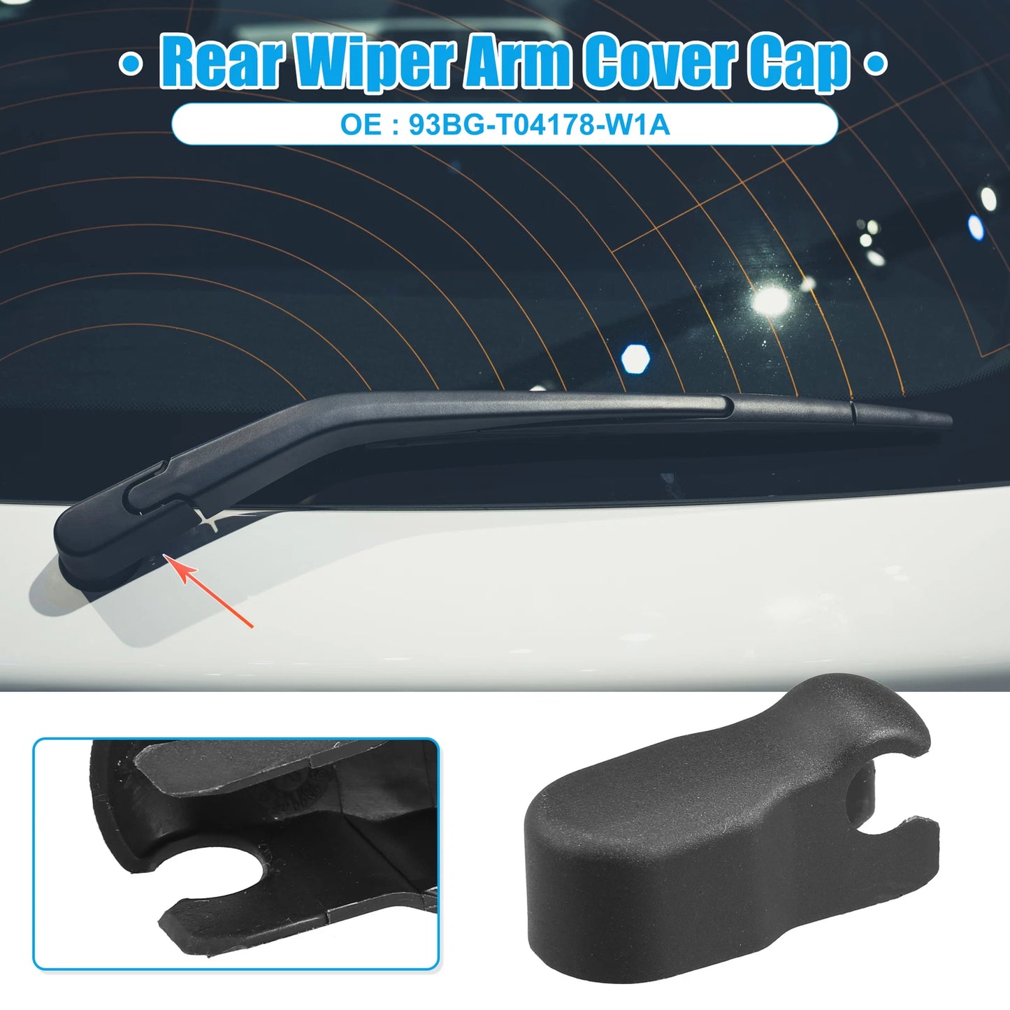 Rear Windshield Wiper Arm Nut Cap for Ford C-Max (2003–2007) 93BG-T04178-W1A Black