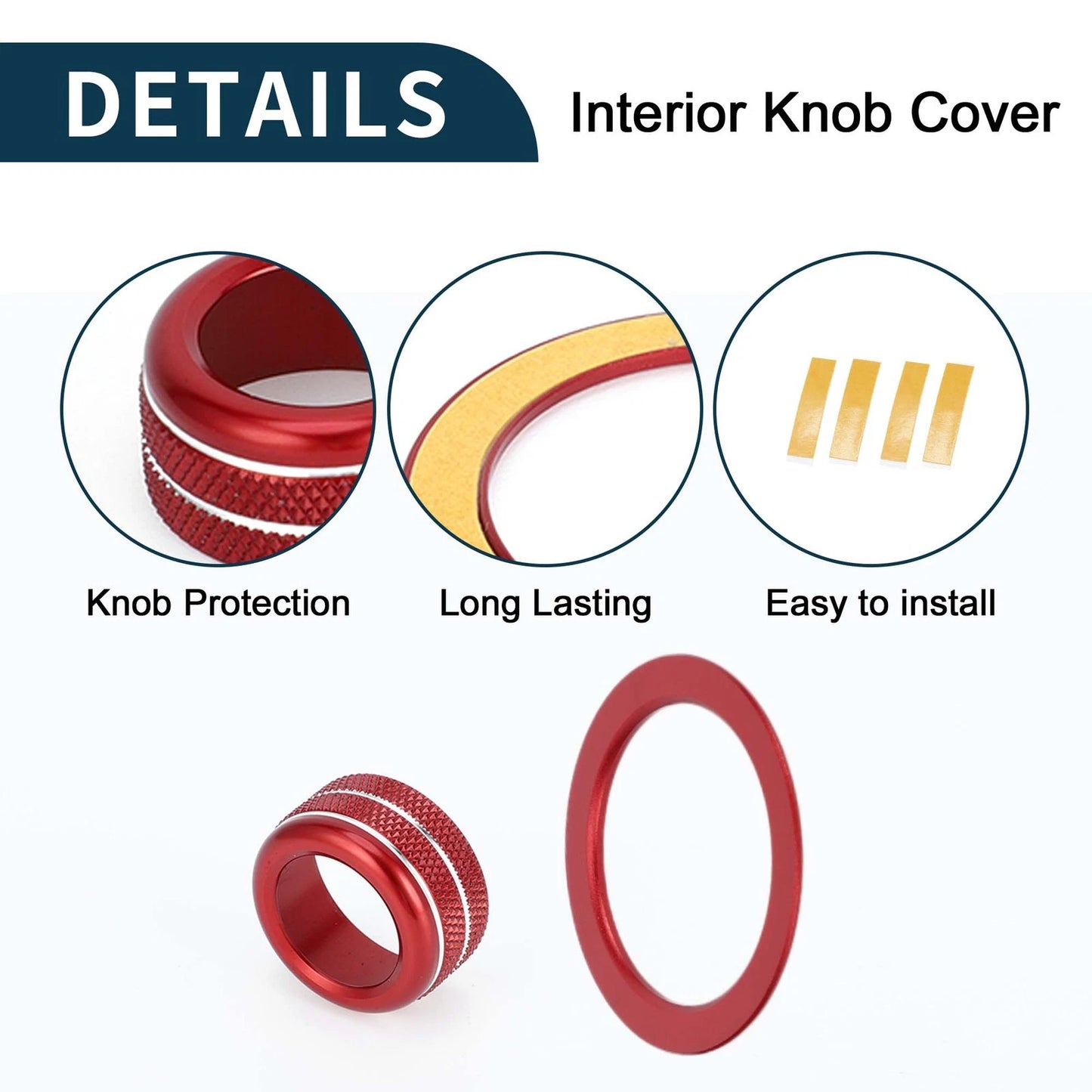 Set of 3 Media Tune Engine Start Button Knob Cover Ring for Subaru WRX (2022–2023) Red