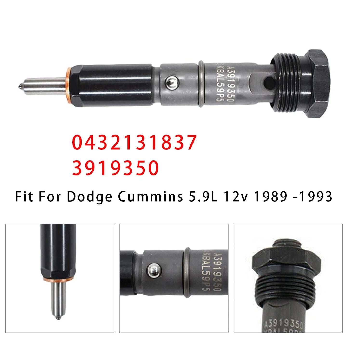 Fuel Injector for Dodge Cummins 5.9L 12V (1989–1993) 0432131837 3919350