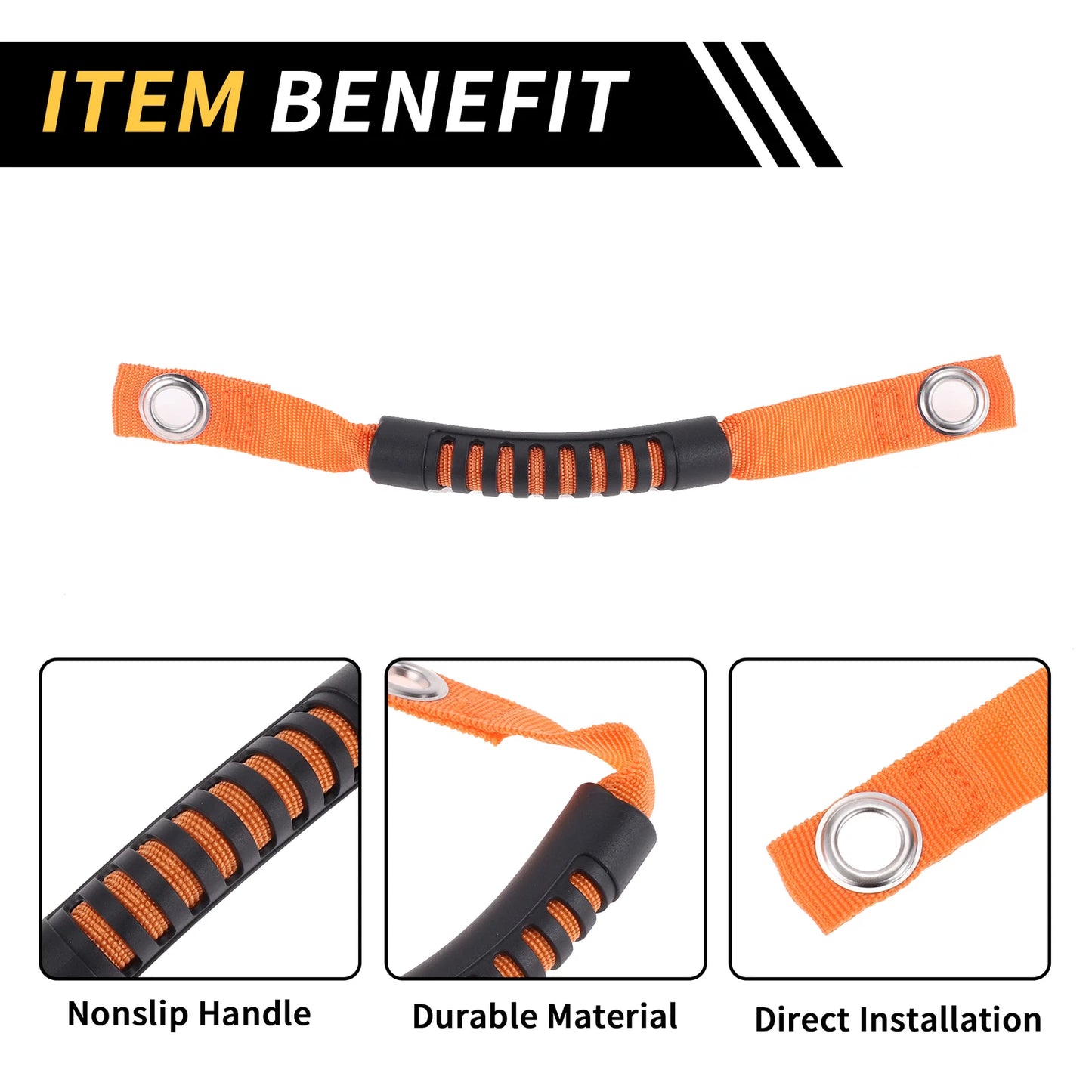 2pcs Roll Bar Grab Handles for Jeep Wrangler (2007–2023) - Orange