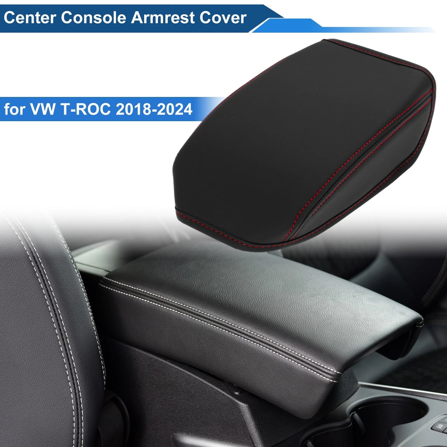 Armrest Cover for VW T-ROC (2018–2024) Anti-Scratch Black Red