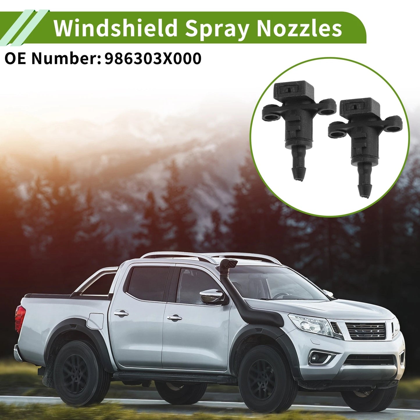 Windshield Washer Nozzle Set with Hose Connector for Hyundai (No. 986303X000)