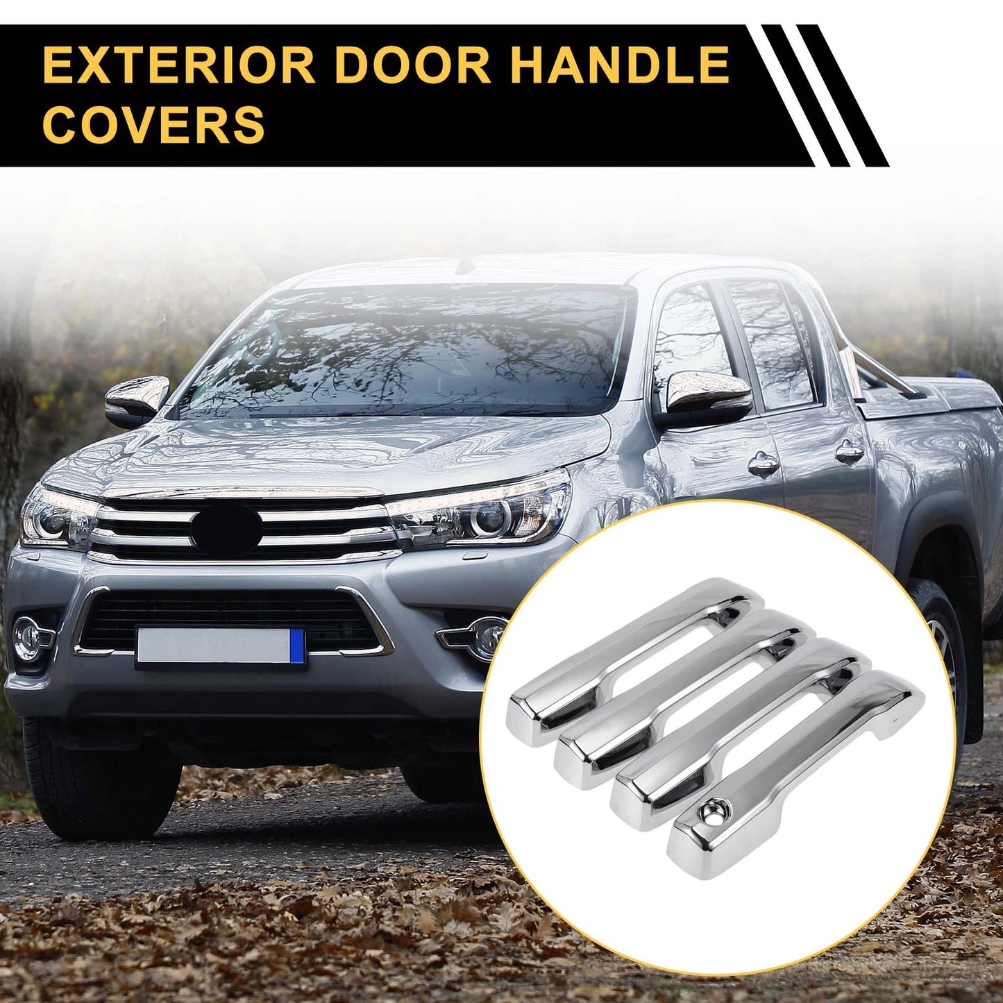 Set of 4 Door Handle Covers for Toyota Tundra (2022) Silver Tone