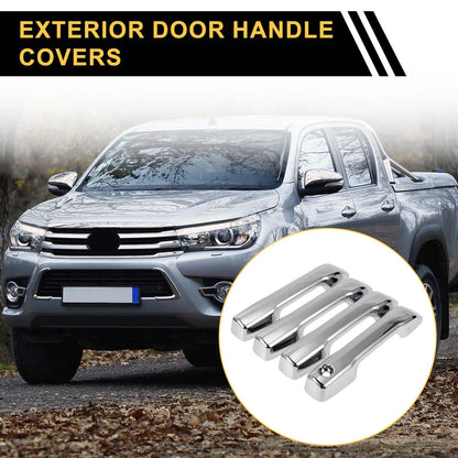 Set of 4 Door Handle Covers for Toyota Tundra (2022) Silver Tone