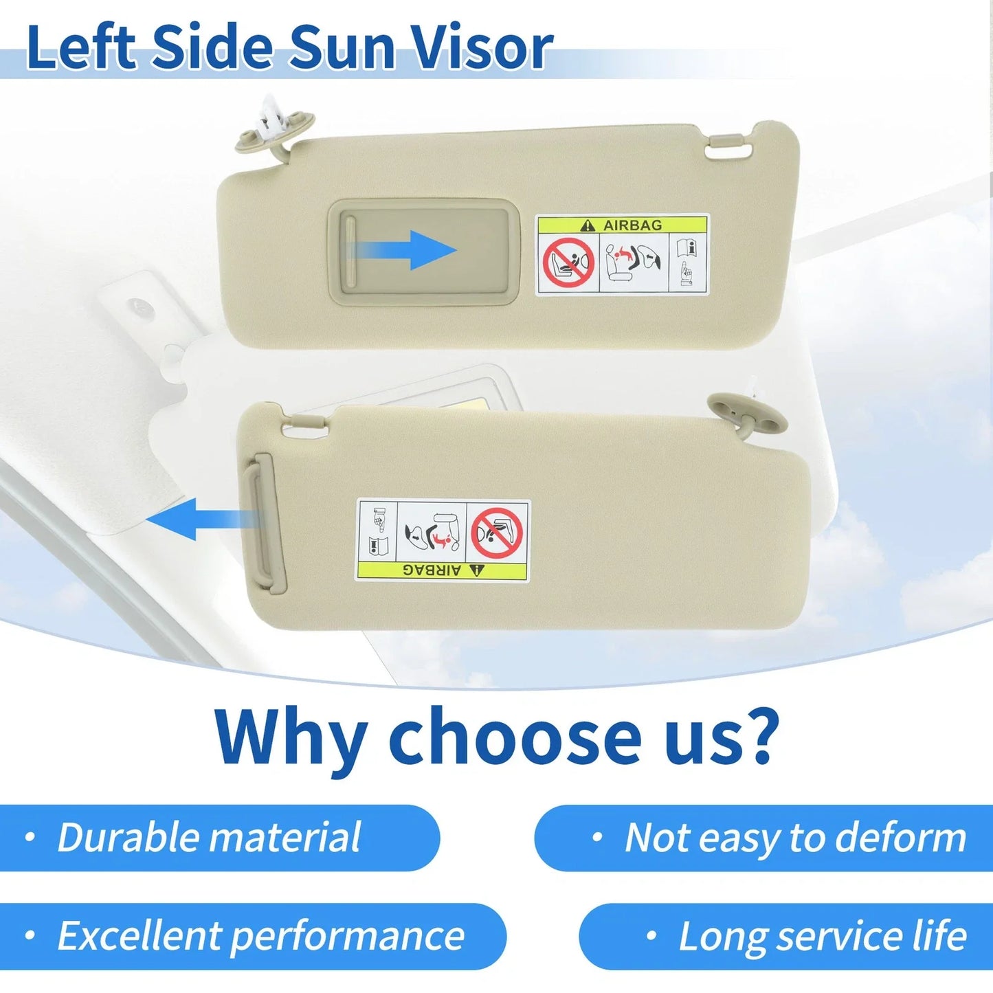 Left Side Sun Visor for Lexus GX460 2010-2023 Beige Replacement Visor