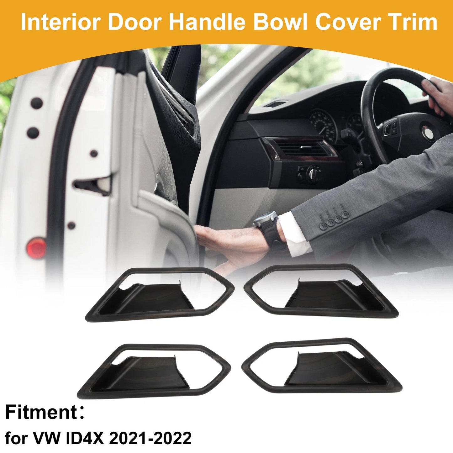 Interior Door Handle Bowl Cover Trim for VW ID4X (2021–2022) Mahogany Brown