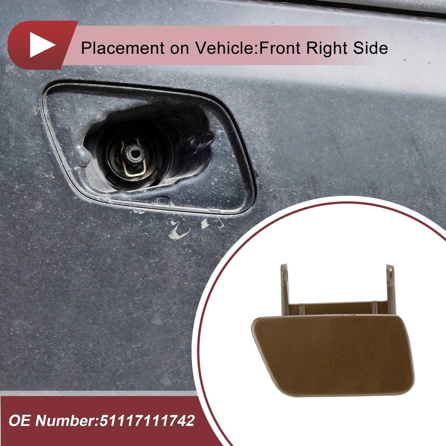 Bumper Headlight Washer Nozzle Cover Cap No. 51117111742 for BMW 525i (2004–2005)
