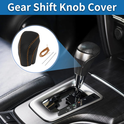 Gear Shift Knob Cover for Toyota Camry (2018–2024) Black Brown Faux Leather